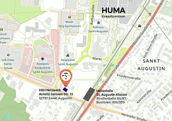 Neuer Standort Karte: Unser neuer Standort in Sankt Augustin